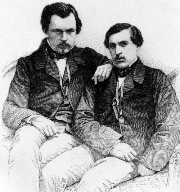 Les frères Edmond et Jules de Goncourt vers 1850. 
Rue des Archives/Tallandier